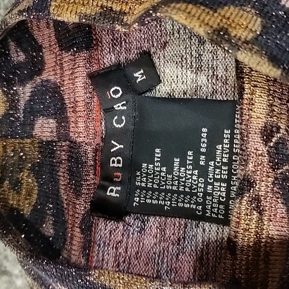 Ruby Cho designer vintage Silk metallic Pullover top blouse animal print Y2K 90s - Picture 7 of 9